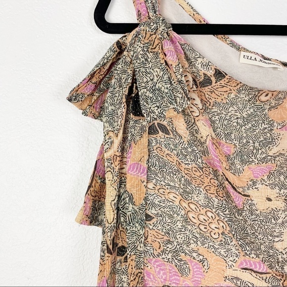 Ulla Johnson Uma Birds of Paradise Midi Silk Cotton Metallic Floral Midi Dress - Picture 8 of 10